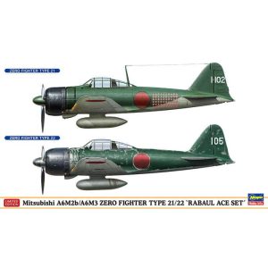 Hasegawa 02437 Mitsubishi A6M2b/A6M3 Zero Fighter Type 21/22 “Rabaul Ace Set” Kit Montaggio 1/72