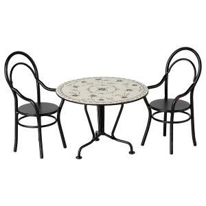Tavolo da pranzo con 2 sedie in miniatura