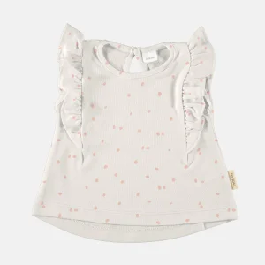 Maglietta balze in pima cotone Tiny rose