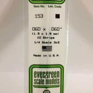 Evergreen Scale Models N.153 Polystyrene Strip 1.5×1.5mm (10pcs)