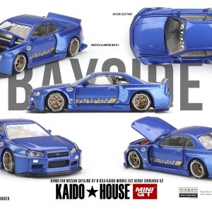 Mini GT KHMG158 Kaido House Nissan Skyline GT-R (R34) Kaido Works (V2 Aero) SHINJUKU V2 Die Cast 1/64