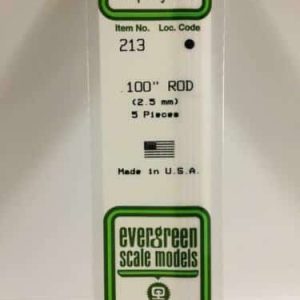 Evergreen Scale Models N.213 Polystyrene Rod 2.5mm Dia. (5pcs)