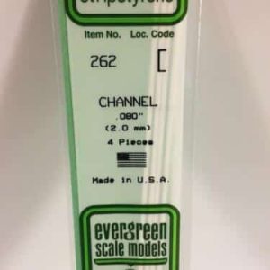 Evergreen Scale Models N.262 Polystyrene Channel 2.0mm (4pcs)