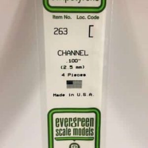 Evergreen Scale Models N.263 Polystyrene Channel 2.5mm (4pcs)