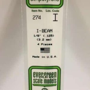 Evergreen Scale Models N.274 Polystyrene I-Beam 3.2mm (4pcs)