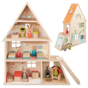 Grande casa in legno con mobili