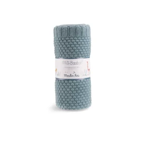 Coperta in misto lana e cotone blu