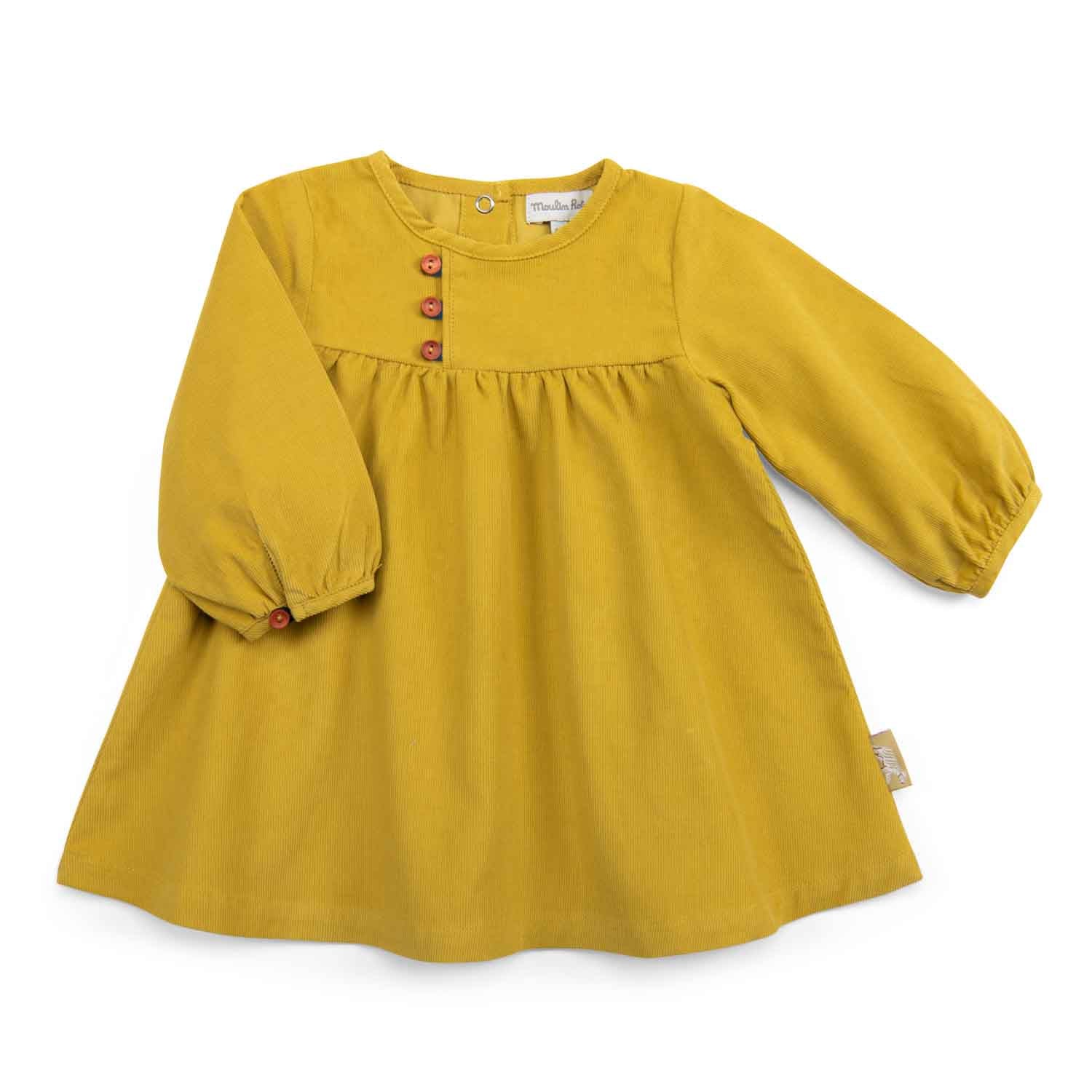 Abito in velluto bio giallo curry, Gala - immagine 2