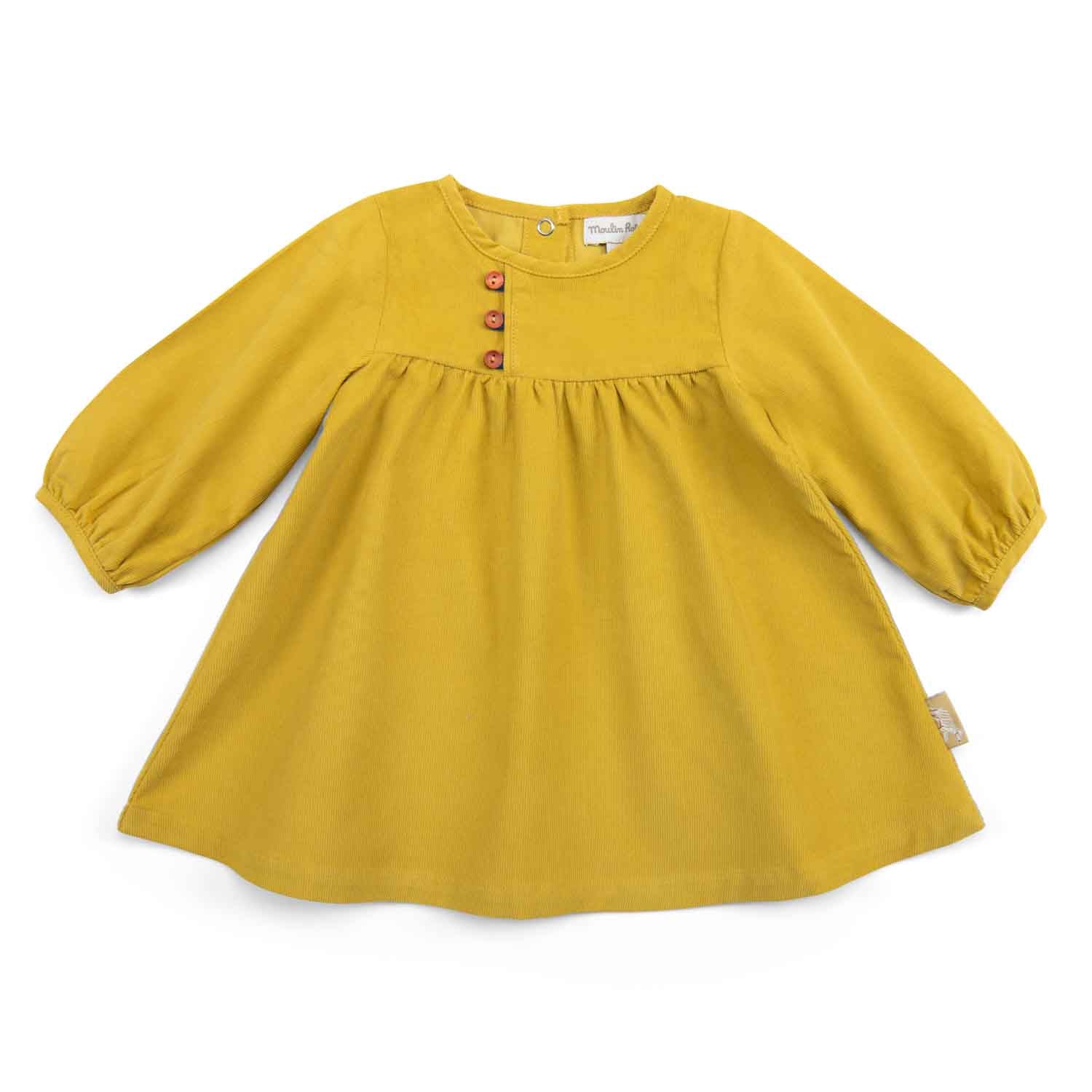 Abito in velluto bio giallo curry, Gala - immagine 4