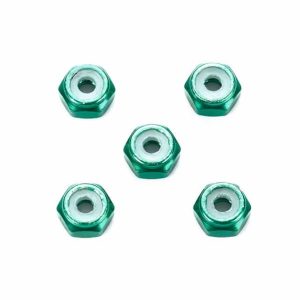 Tamiya 95424 Mini 4wd 2mm Aluminum Lock Nut (Green, 5pcs)