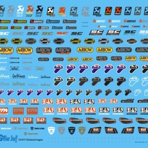 Blue Stuff 12-017 Decals 1/12 Moto Exhaust Logos