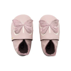 Babbucce in pelle morbida, Glitter wings