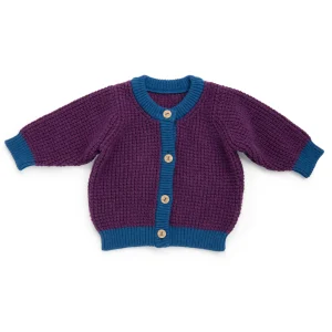 Cardigan in maglia grossa viola, Miki
