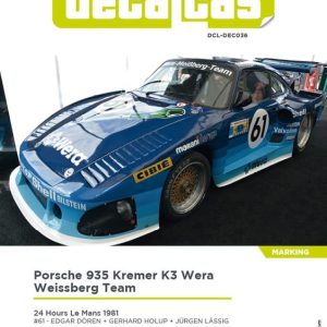Decalcas DCL-DEC036 Decals 1/24 Porsche 935 Kremer K3 Wera Weissberg Team
