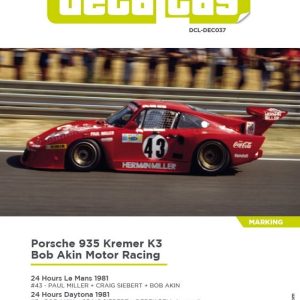Decalcas DCL-DEC037 Decals 1/24 Porsche 935 Kremer K3 Bob Akin Motor Racing