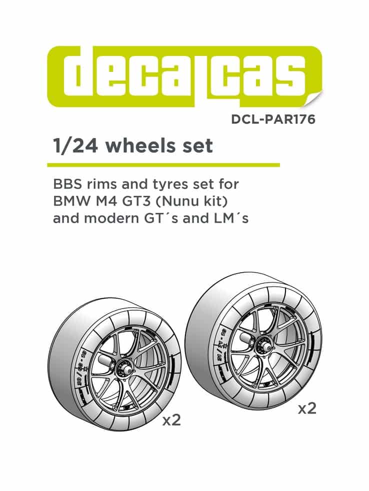 Decalcas DCL-PAR176 BBS Rims And Tyres Set For BMW M4 GT3 (NUNU Kit) And Modern GT’s And LM’s Resin Parts