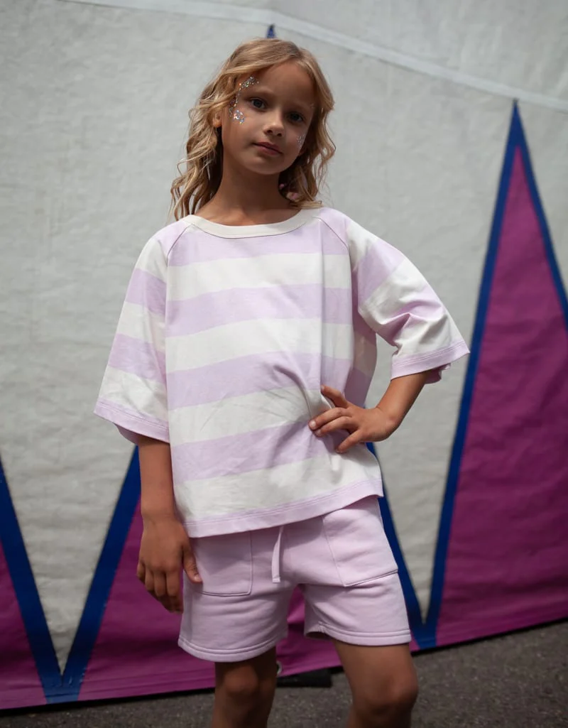 Pantaloncini in felpa leggera cotone bio Snow Lilac - immagine 4