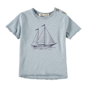 Maglietta in cotone bio celeste, Barca