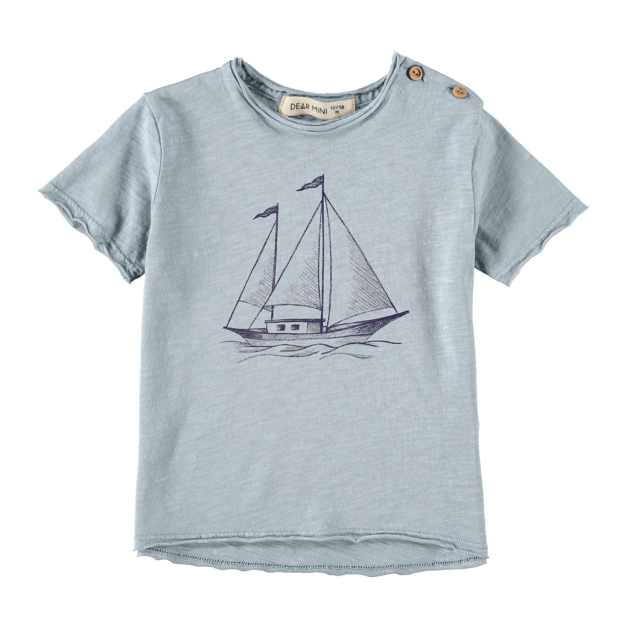Maglietta in cotone bio celeste, Barca - immagine 2