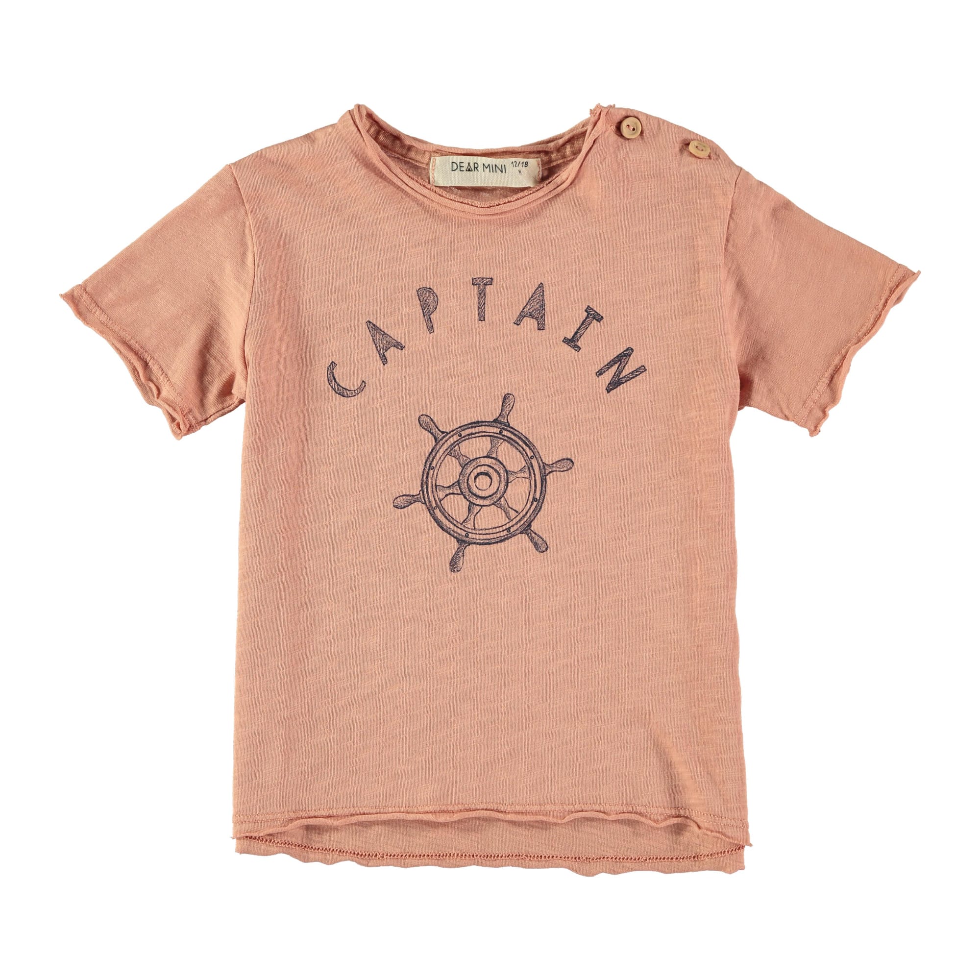 Maglietta in cotone bio corallo, Captain