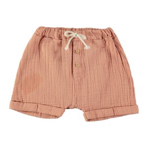 Pantaloncini in mussola di cotone bio Corallo