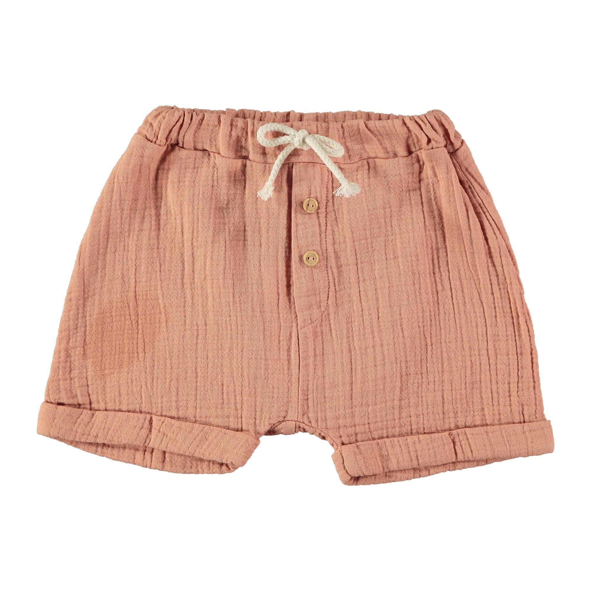 Pantaloncini in mussola di cotone bio Corallo