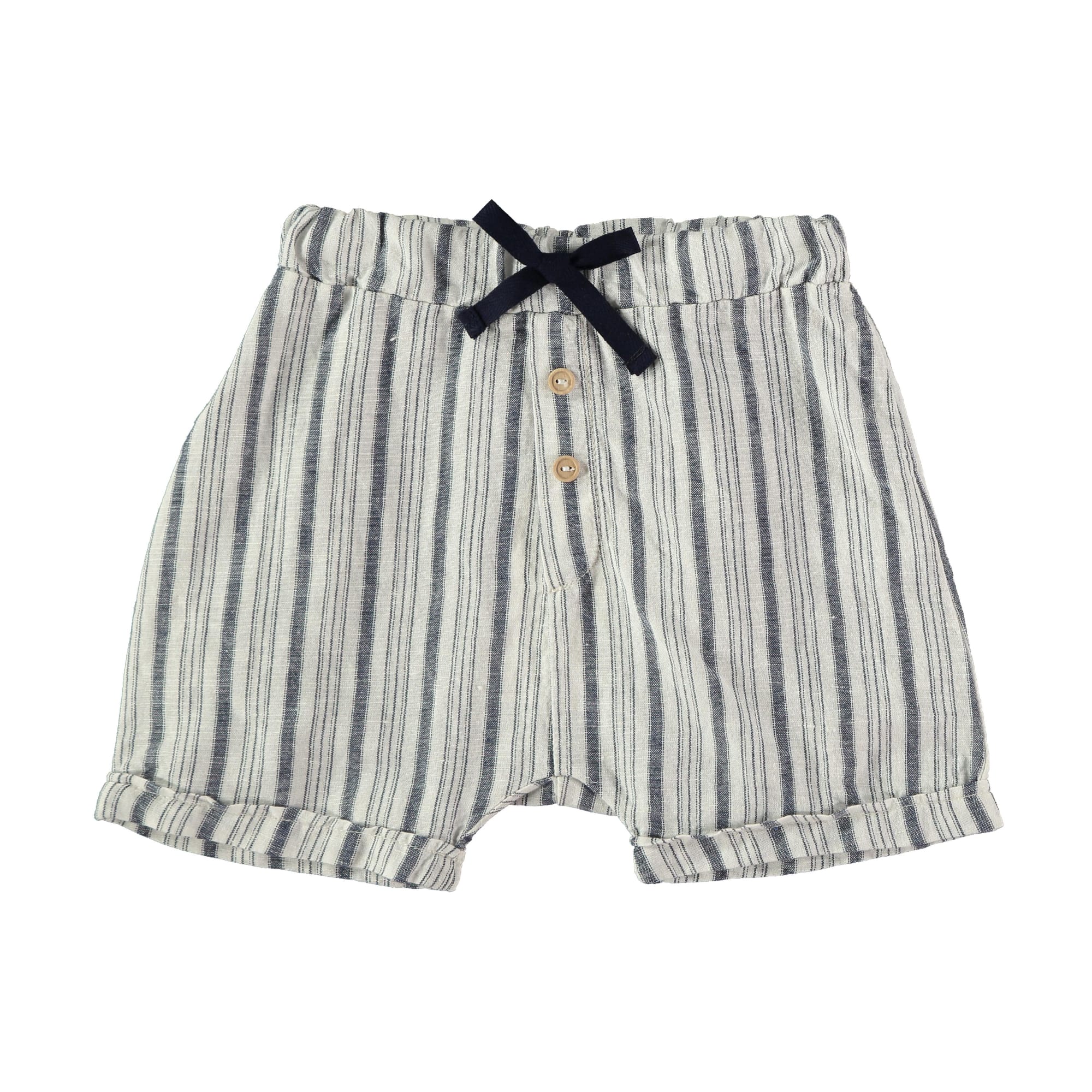 Pantaloncini in misto lino e cotone bio Righe blu