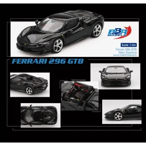 BBR Ferrari 296 GTB Nero Daytona Die Cast 1/64
