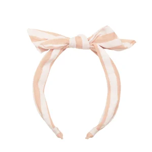 Cerchietto con fiocco a righe rosa