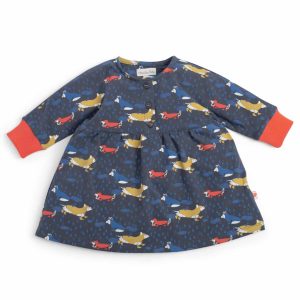 Abito in caldo cotone blu cani, Kloe