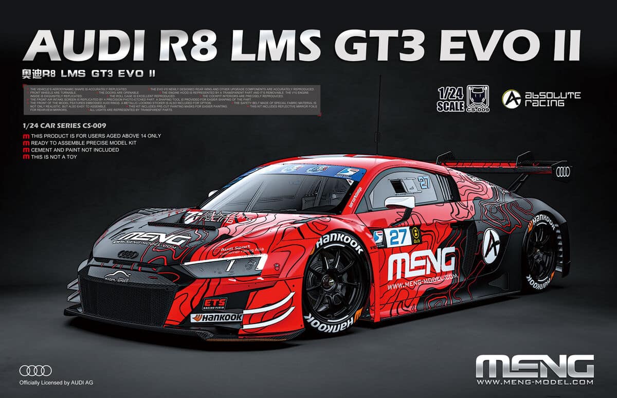 Meng CS-009 Audi R8 LMS GT3 EVO II Absolute Racing Kit Montaggio 1/24 - immagine 2