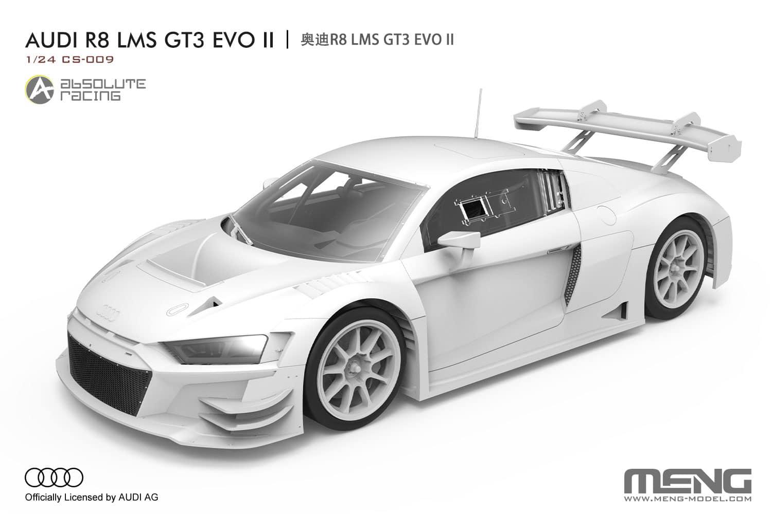 Meng CS-009 Audi R8 LMS GT3 EVO II Absolute Racing Kit Montaggio 1/24 - immagine 3