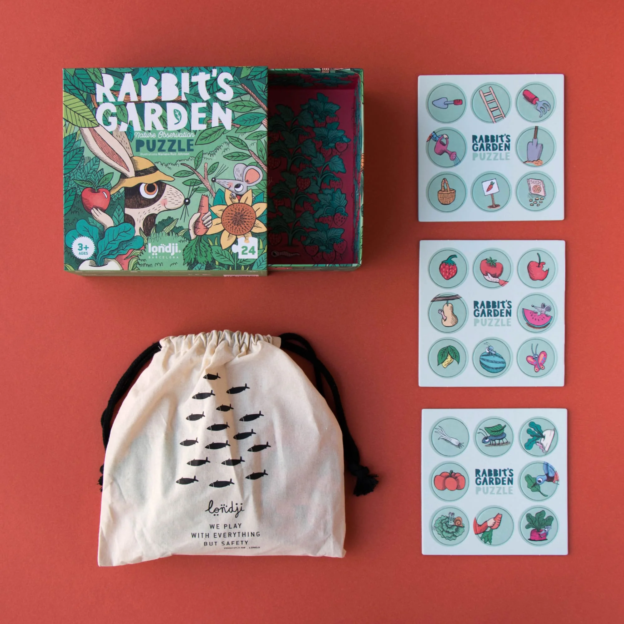 Puzzle e gioco di osservazione Rabbits Garden, 24pz - immagine 5