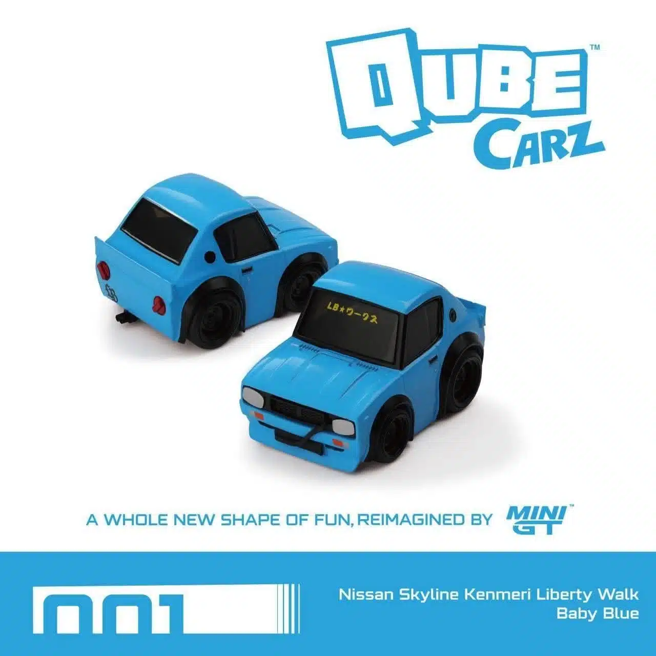 Mini GT QubeCarz Nissan Skyline Kenmeri Liberty Walk Baby Blue Die Cast 1/64