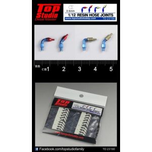 Top Studio TD23190 1/12 Resin Hose Joints 2.5mm