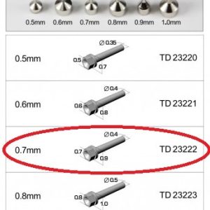 Top Studio TD23222 Hex Rivet (A) Silvery 0.7mm (10pcs) Rivetti Esagonali