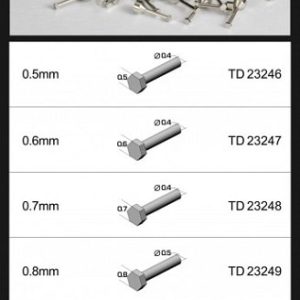 Top Studio TD23251 Hex Rivet (C) Silvery 1.0mm (10pcs) Rivetti Esagonali