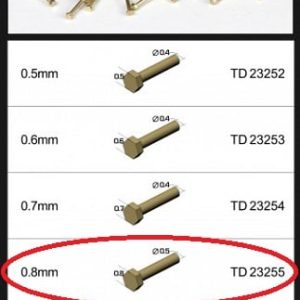 Top Studio TD23255 Hex Rivet (C) Brass 0.8mm (10pcs) Rivetti Esagonali Ottone