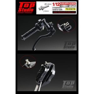 Top Studio TD23278 1/12 Bleed Nipple Screws Silvery (10pcs)