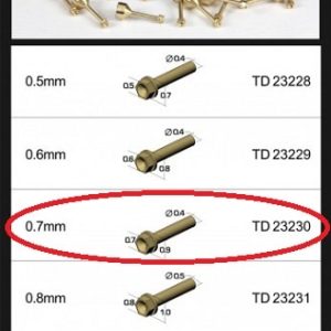 Top Studio TD23230 Hex Rivet (A) Brass 0.7mm (10pcs) Rivetti Esagonali Ottone