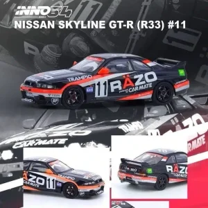 Inno64 Nissan GT-R (R33) #11 “Razo Trampio” Sendan Highland 1995 Winner Die Cast 1/64