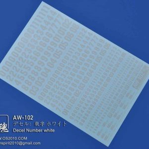 Madworks/Ocean Spirit AW-102 Numbers (White) Gunpla Waterslide Decals