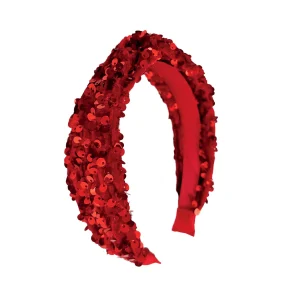 Cerchietto in velluto con Paillettes - Rosso