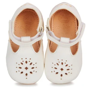 Scarpine in pelle con cinturino a T, Bianco