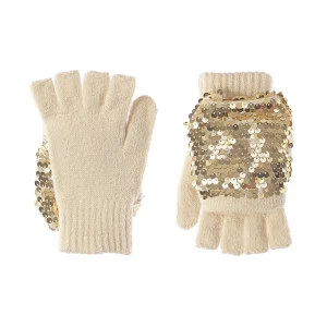 Guanti in maglia, Paillettes dorate (3-6 anni)