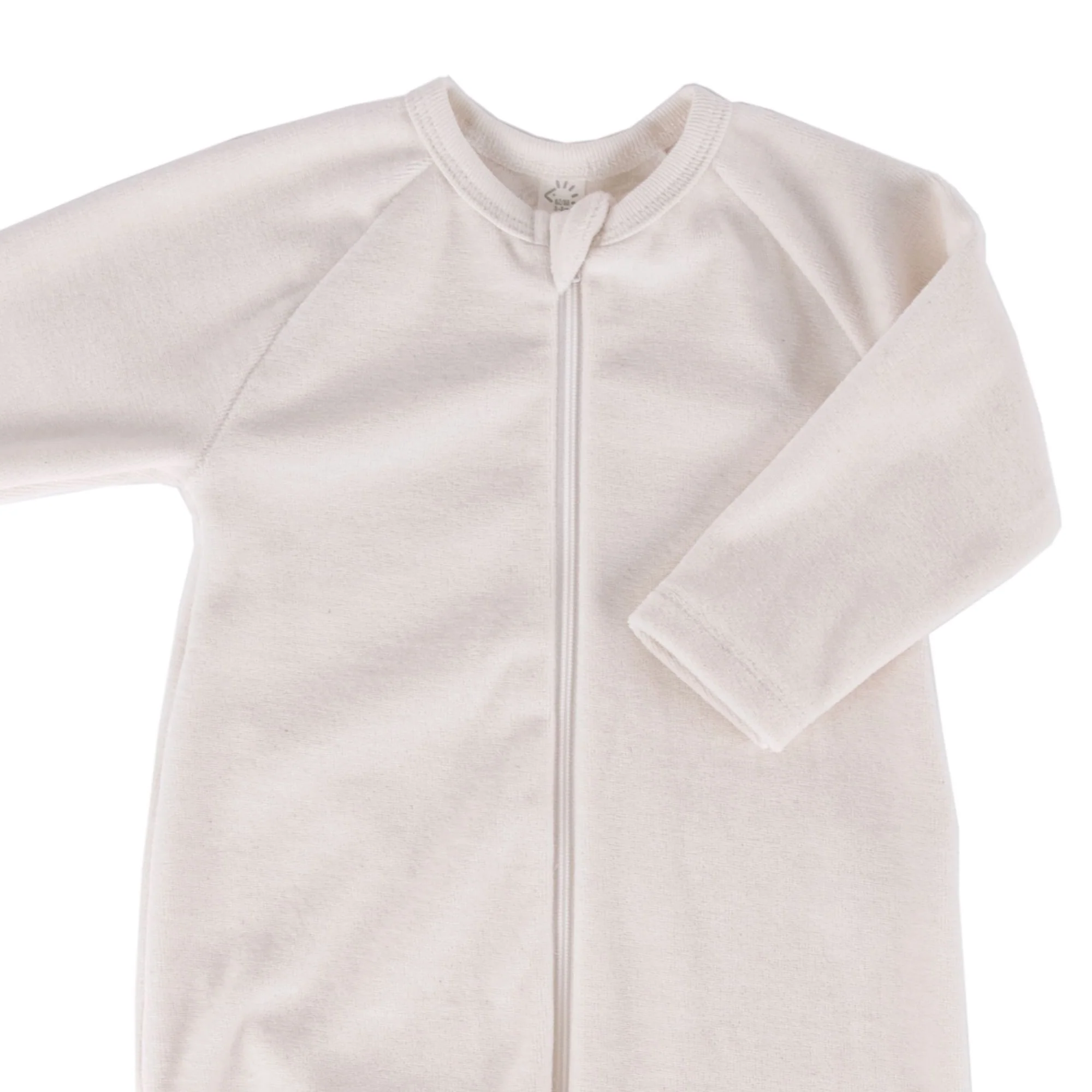 Tutina intera ciniglia cotone bio con cerniera Panna - immagine 3