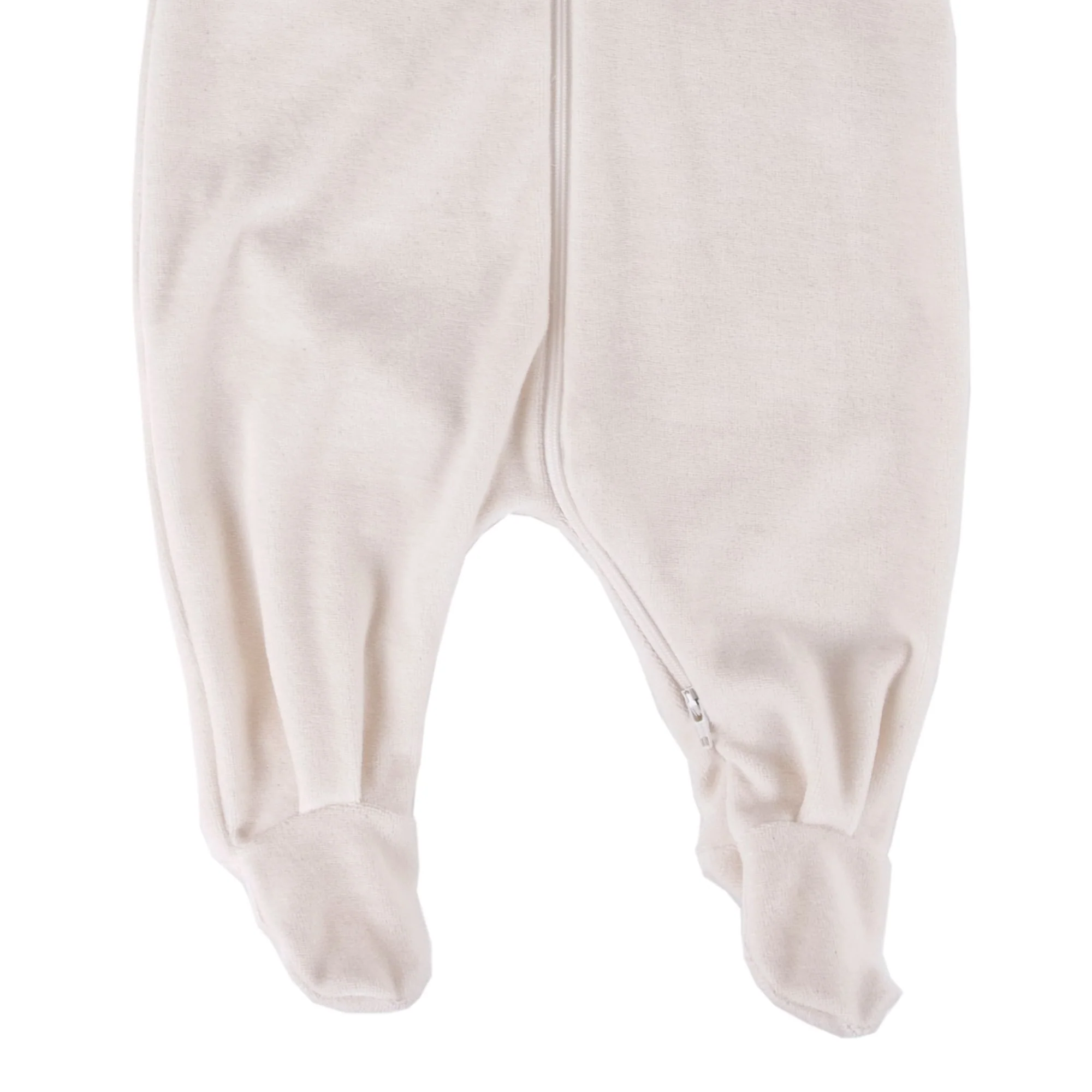 Tutina intera ciniglia cotone bio con cerniera Panna - immagine 4