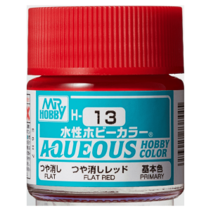 Mr. Hobby Aqueous H13 Flat Red (10ml) Water Based Acrylic Paint