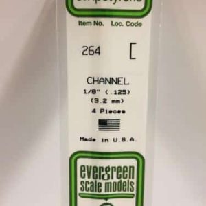 Evergreen Scale Models N.264 Polystyrene Channel 3.2mm (4pcs)