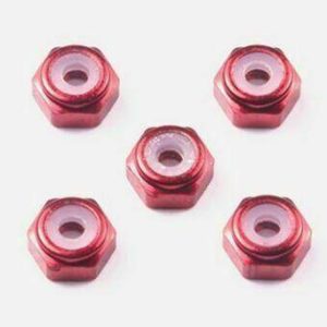 Tamiya 15493 Mini 4wd 2mm Aluminum Lock Nut (Red, 5pcs)